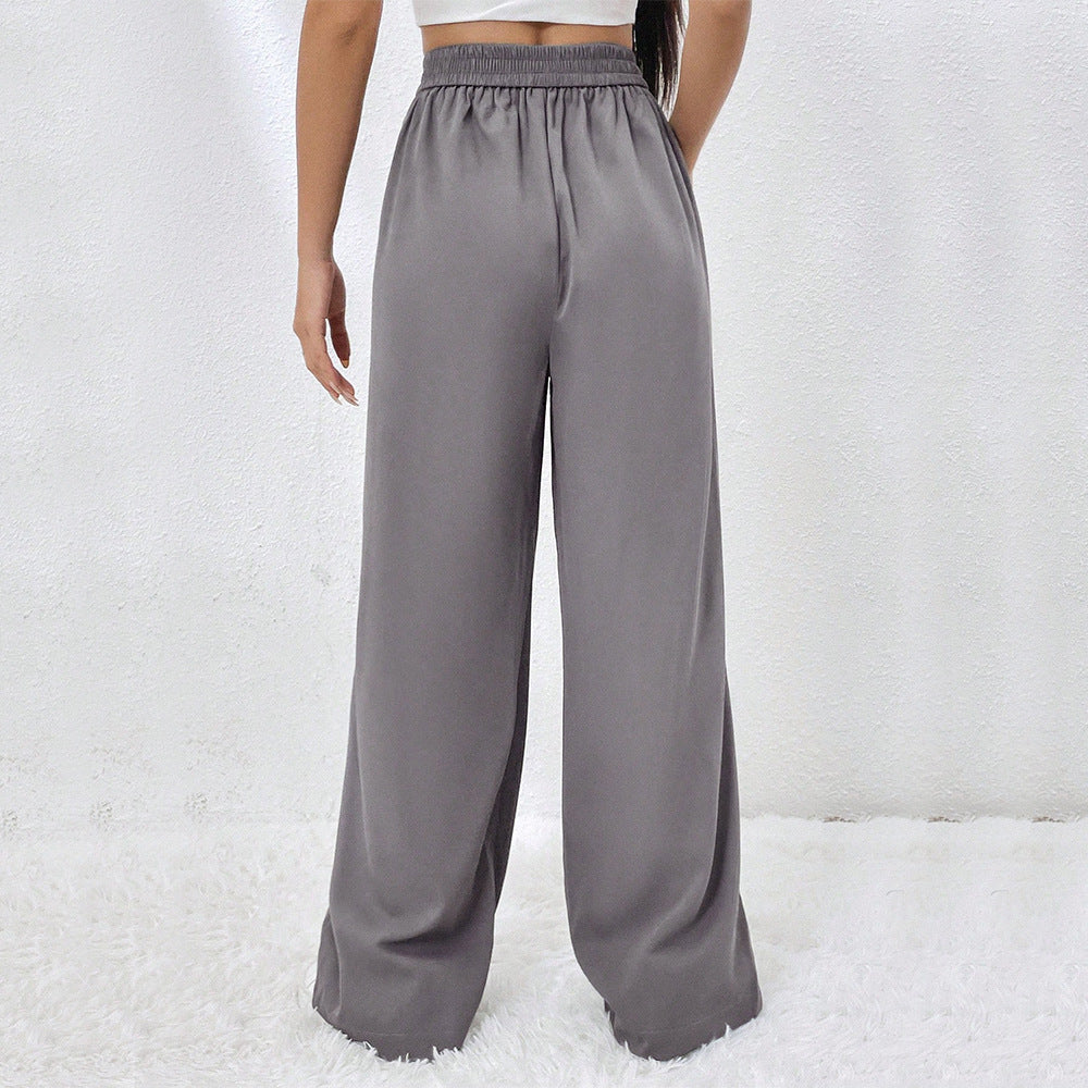 Damenhose Elegant Weit Hochbund Falten