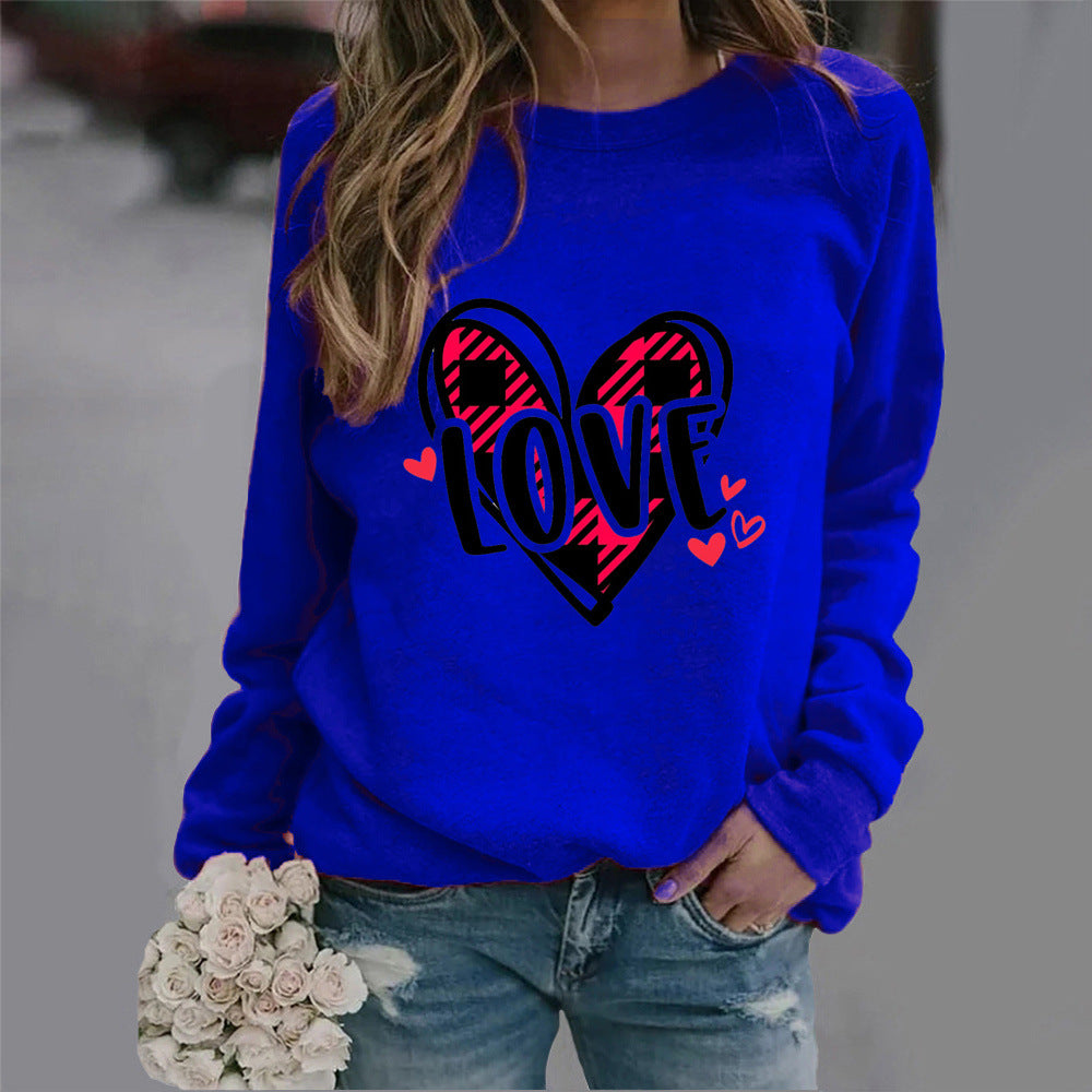 Damen Sweatshirt Herzdesign Lässig Grau Eveloria