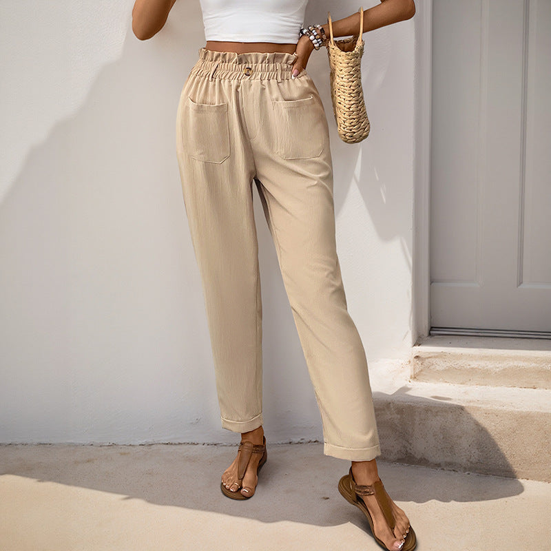 Damen Chinohose Elastischer Bund Praktische Taschen Eveloria