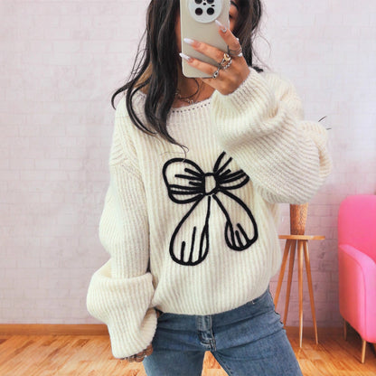 Damen Pullover Lässig Schleifendesign Eveloria - Eveloria