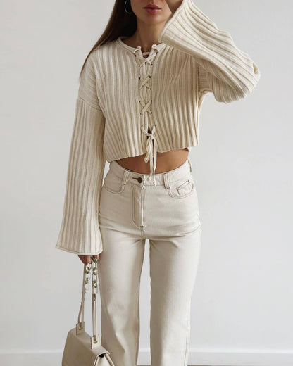 Damen Strickpullover Locker Zopfdesign Eveloria