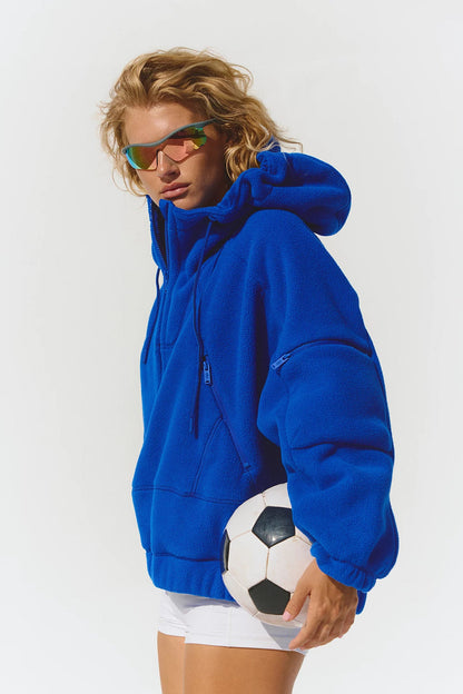 Damen Fleecejacke mit Kapuzen und Taschen Eveloria