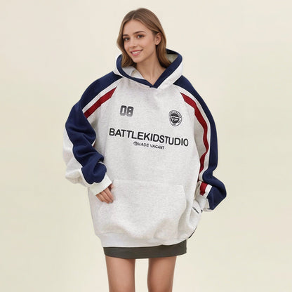 Damen Oversized Hoodie mit Grafiken Bequem Grau Eveloria