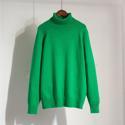 Damen Strickpullover Hochkragen Lässig