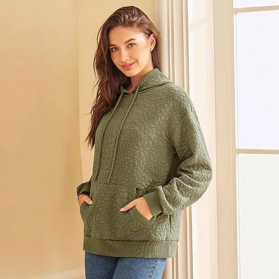 Damen Kapuzenpullover Floralmuster Großzügig Eveloria