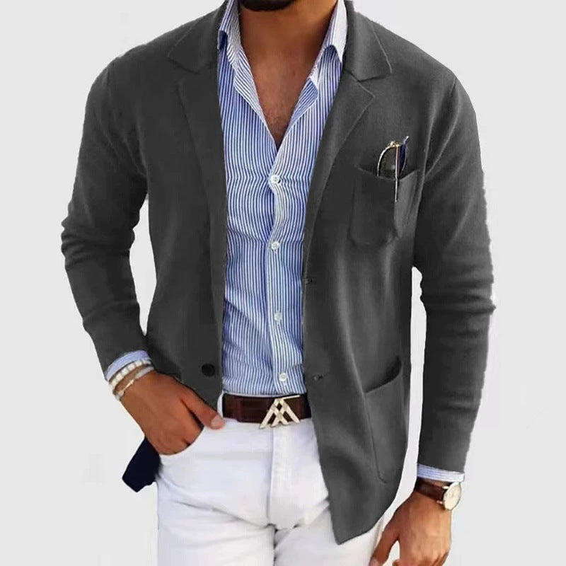 Herren Strickblazer Lässig Bequem Schwarz Eveloria - Eveloria