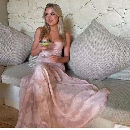 Damen Spitzenkleid Transparent Lang Elegant Eveloria