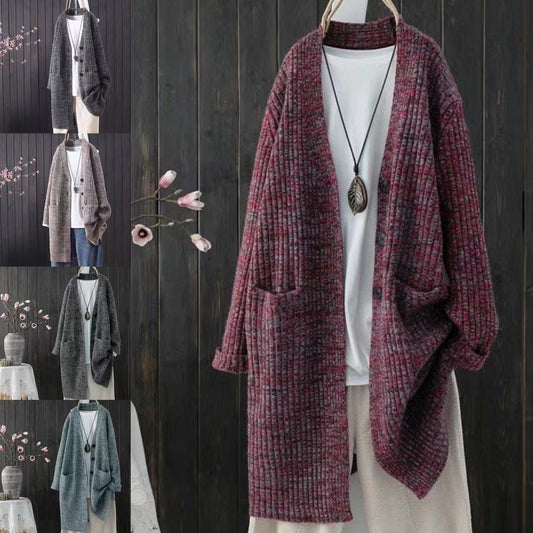 Damen Strickjacke Kuschelig Mit Taschen Modisch Grau Eveloria - Eveloria