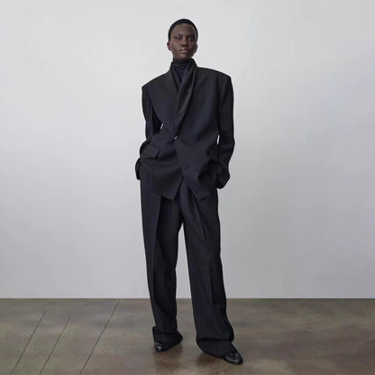 Damen Oversize Blazer mit Drapierung Vorderseite Eveloria - Eveloria
