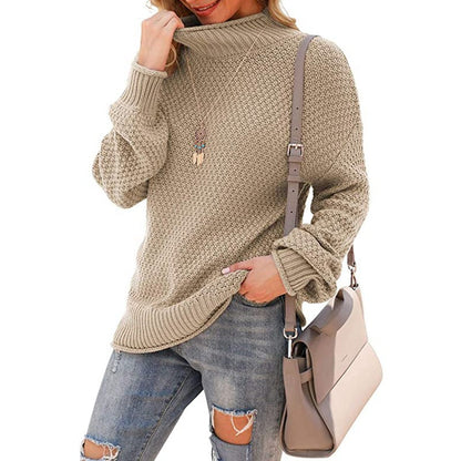 Damen Strickpullover Hohler Kragen Strukturiert Eveloria