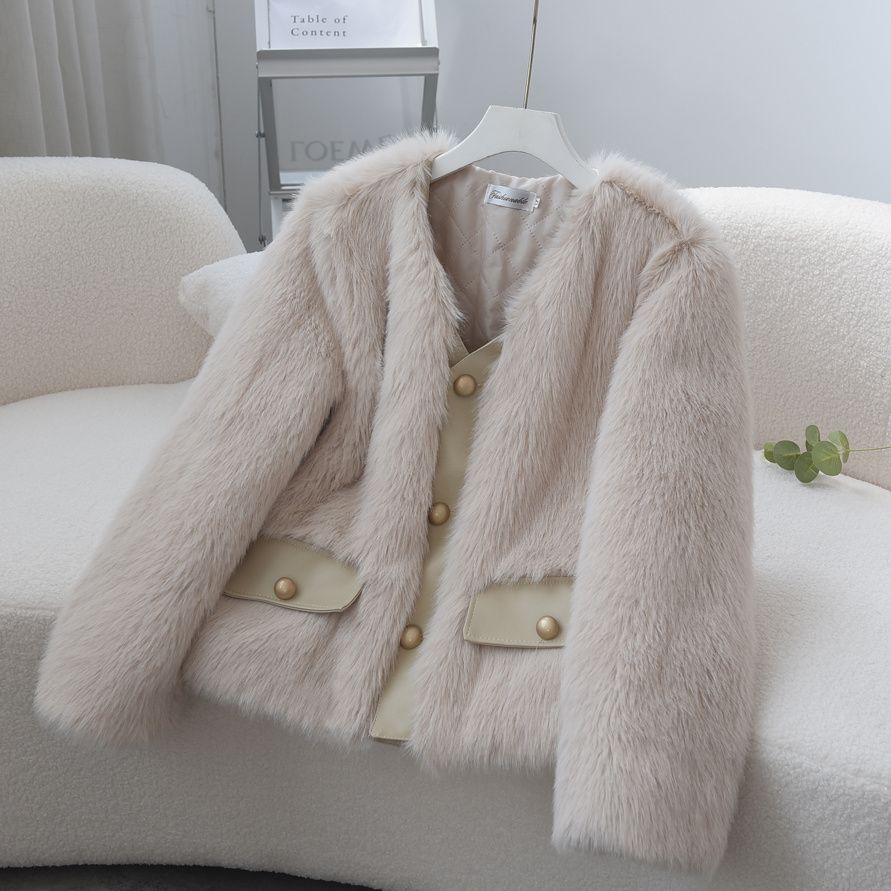 Damen Fuzzy Pelzjacke Eveloria