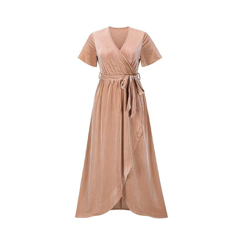 Damen Maxikleid Wickeldesign Taillengürtel Eveloria - Eveloria