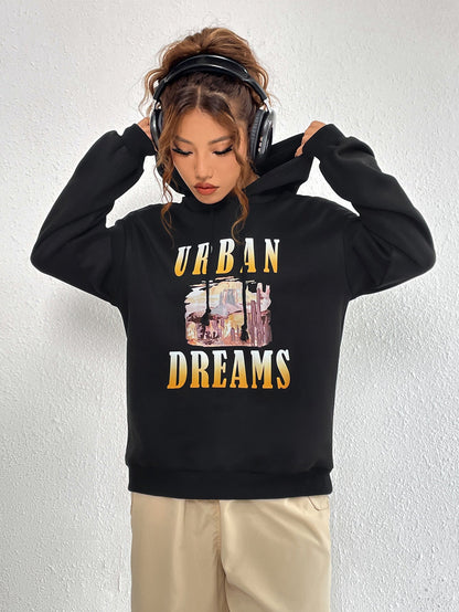 Damen Oversized Hoodie Urban Print Kapuze Eveloria