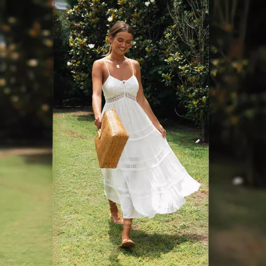 Damen Maxikleid mit Knoten und Rüschen Eveloria