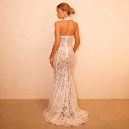 Damen Spitzenkleid mit Ausschnitt und Traumdesign