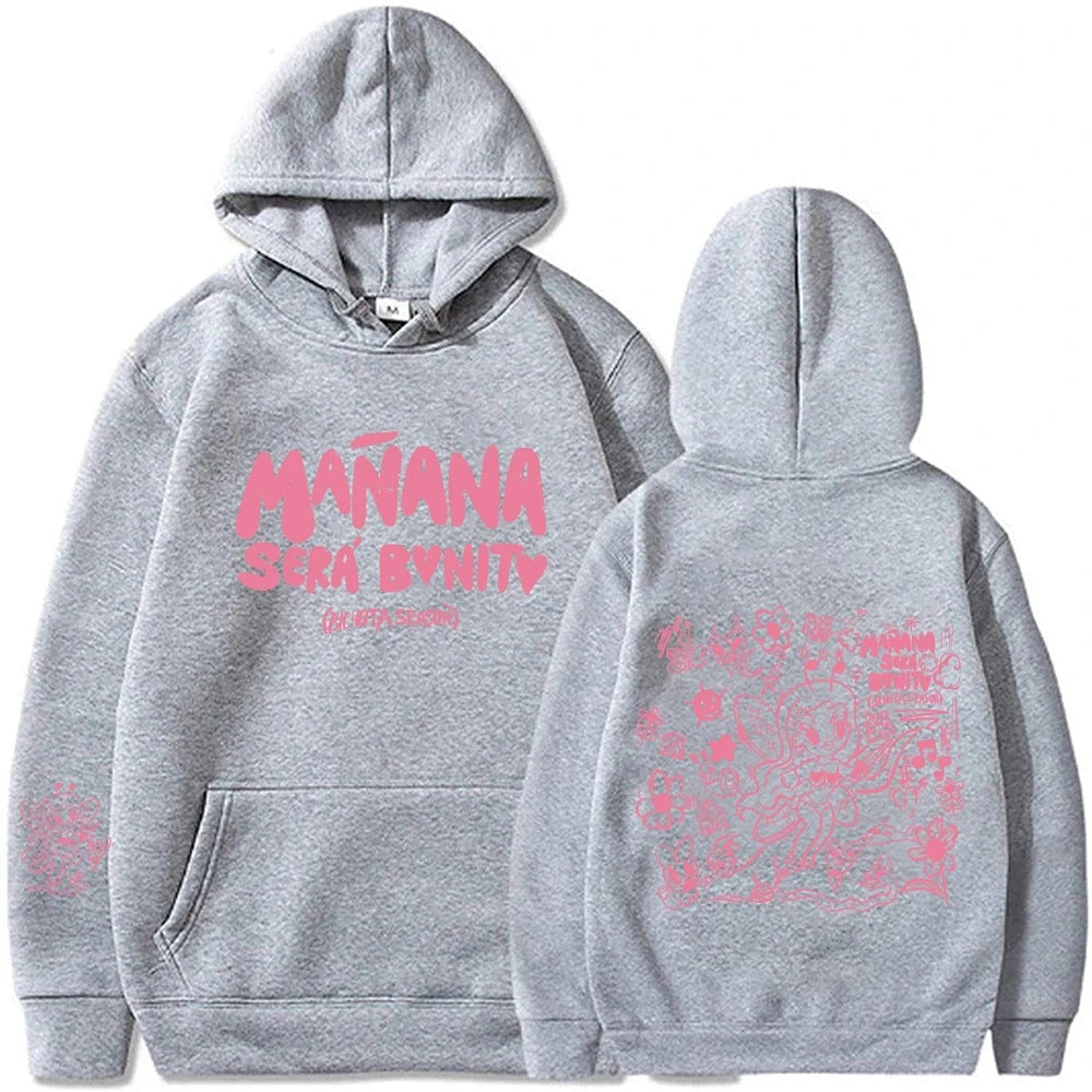 Damen Hoodie Kreativer Druck Kängurutasche Grau