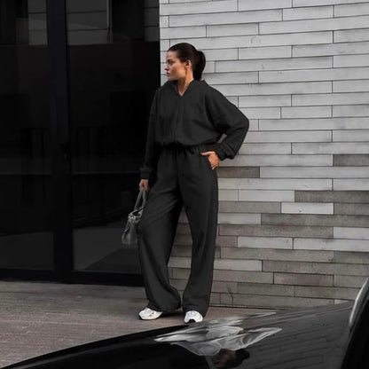 Damen Jumpsuit Kapuze Weites Design Eveloria