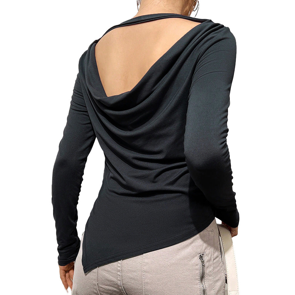 Damen Langarmbluse Lässiger Wasserfallausschnitt Elegantes Design