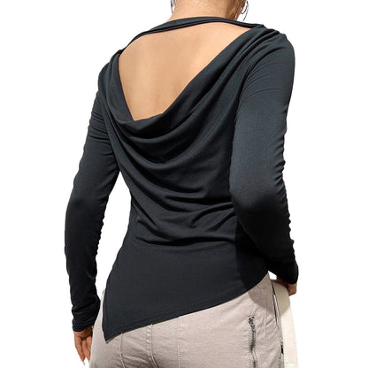 Damen Langarmbluse Lässiger Wasserfallausschnitt Elegantes Design