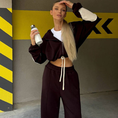 Damen Sportset Hoodie und Jogginghose Komfortabel Grau