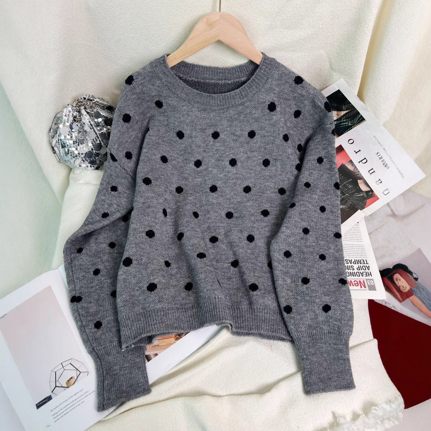 Damen Pullover Lebendiges Punktemuster Eveloria