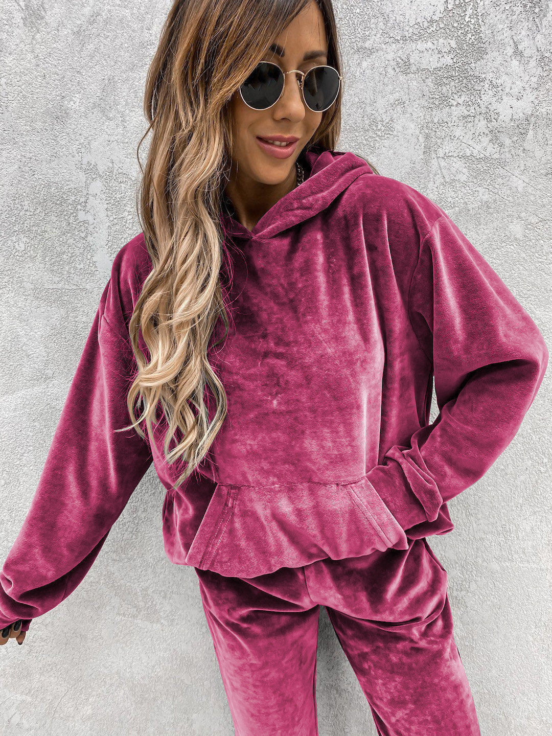 Damen Fleece-Hoodie Kuschelig Lässig Grau Eveloria