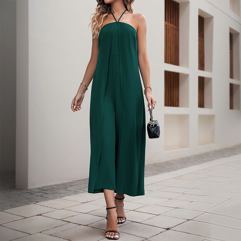 Damen Jumpsuit Trägerlos Weit Schnitt Eveloria