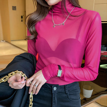 Damen Turtleneck-Pullover Durchsichtig Eveloria
