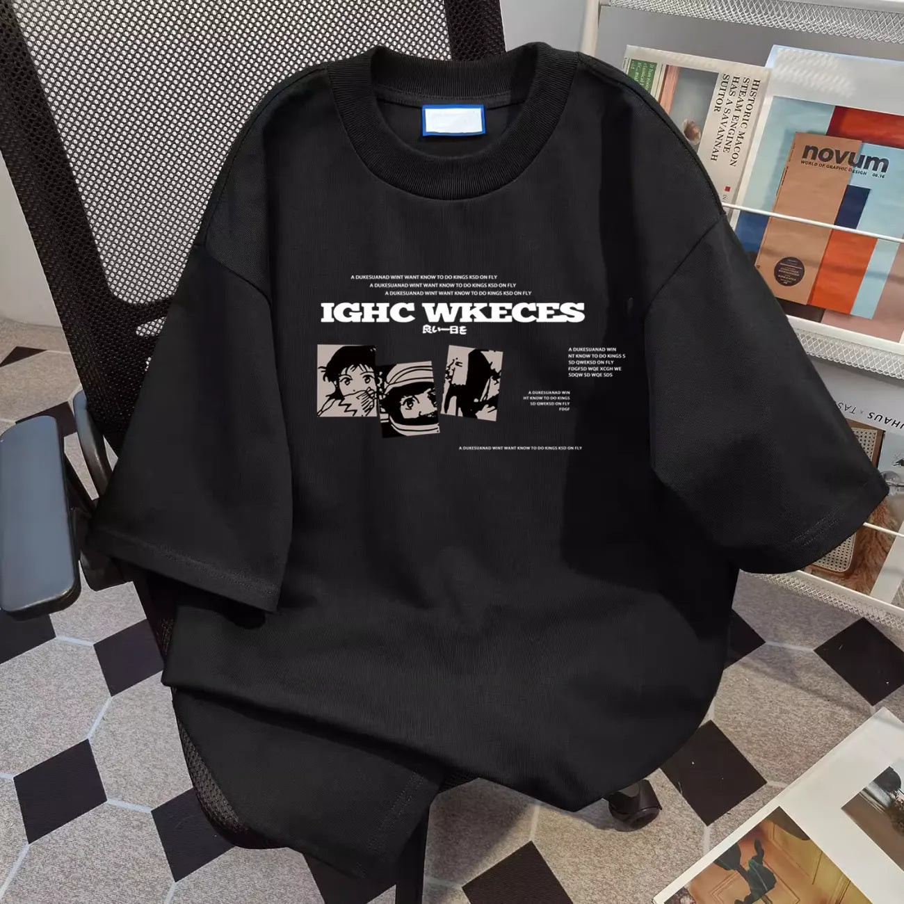 Damen Oversized Grafik T-Shirt Eveloria Weiß