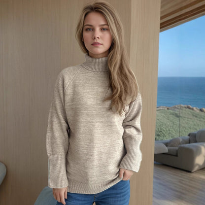 Eveloria Damen Rollkragenpullover Strukturiert Glitzernd