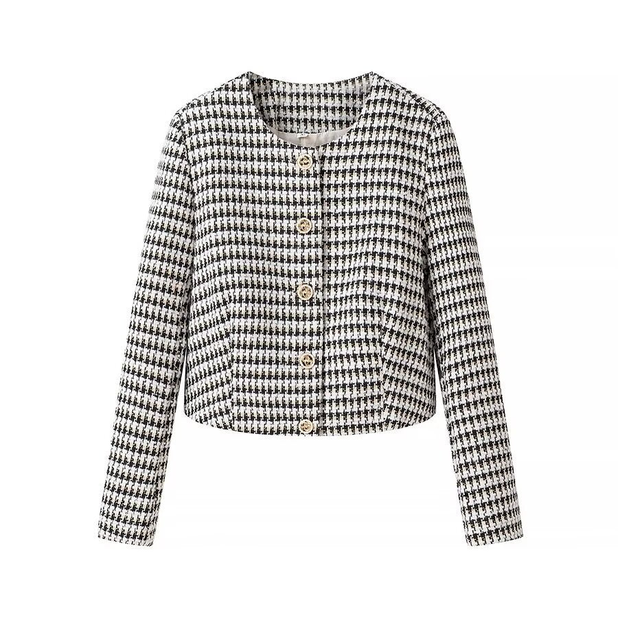 Damen Jacquardjacke Klassischer Schnitt Knöpfe Eveloria
