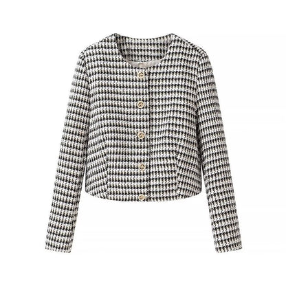 Damen Jacquardjacke Klassischer Schnitt Knöpfe Eveloria