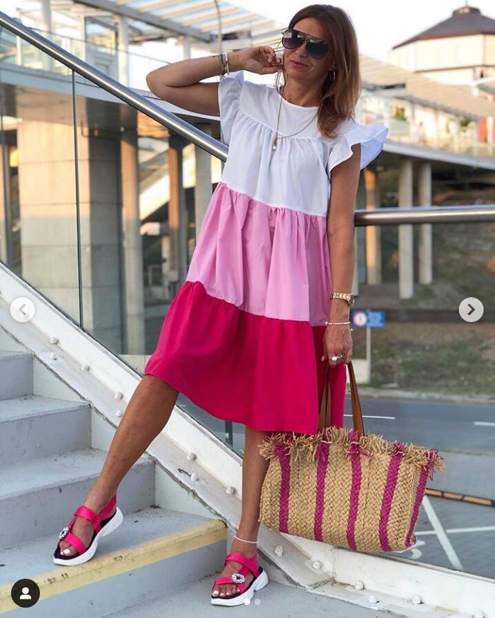 Damen Flugkleid Voluminöser Rock U-Boot-Ausschnitt Eveloria