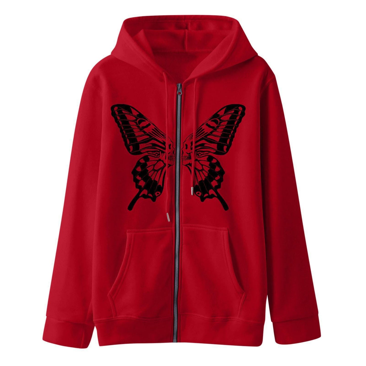 Damen Sweatjacke Kapuzenpullover Schmetterlingsdruck Eveloria