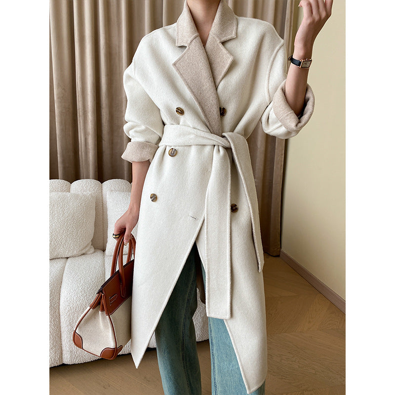 Damen Trenchcoat Doppelter Knopf Moderner Gürtel Eveloria