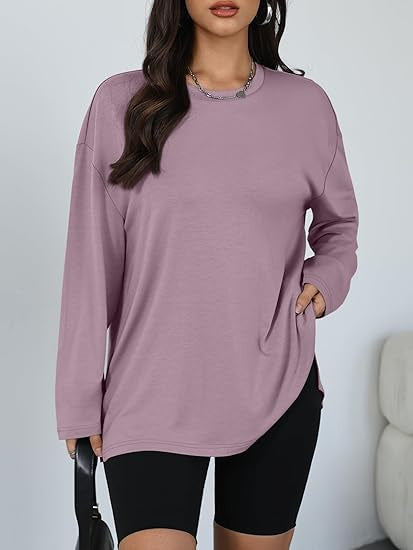 Damen Longsleeve T-Shirt mit Seitenschlitzen Eveloria