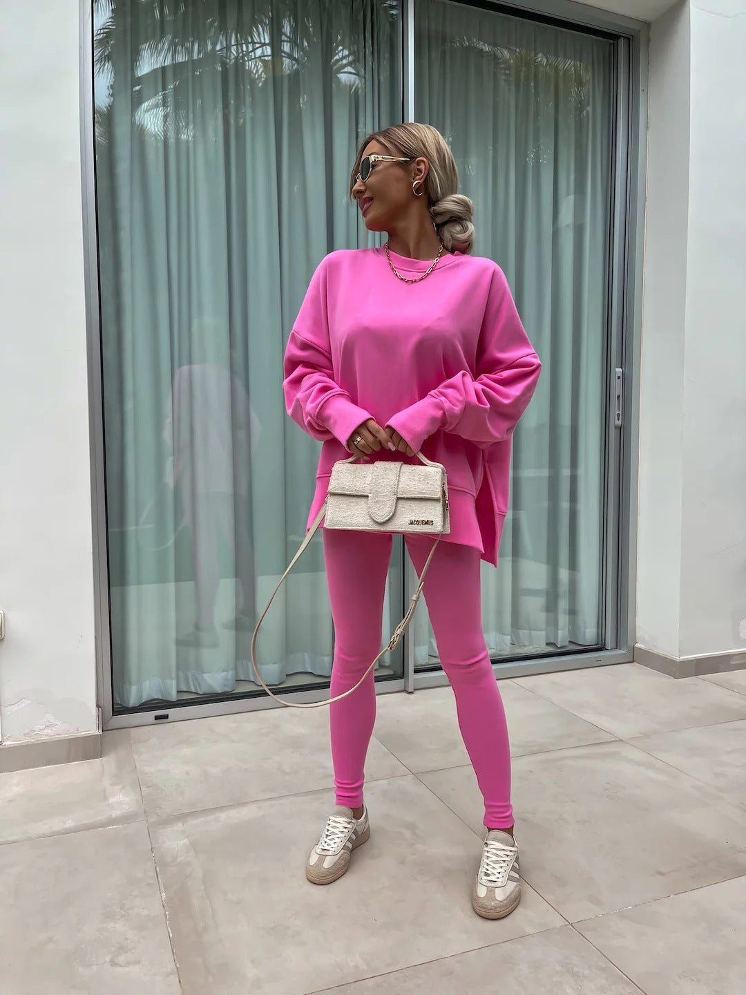 Damen Sport-Loungewear-Set Sweatshirt und Leggings Weite Passform