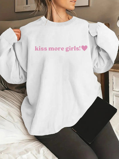 Damen Sweatshirt Lässig Mit Schriftzug Grau