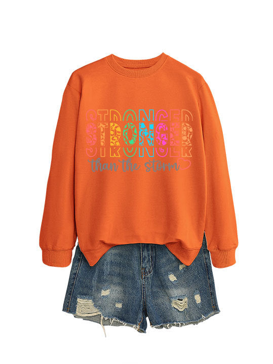 Damen Sweatshirt Lässiger Schnitt Motivierender Schriftzug Grau