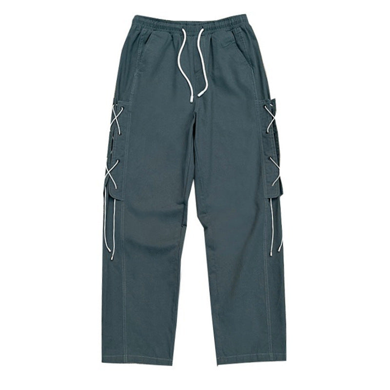 Damen Cargo-Hose Weit mit Schnürung Beige