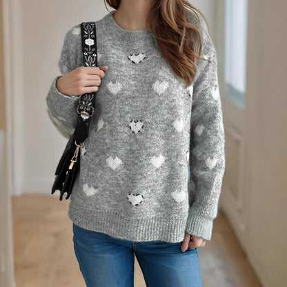 Damen Pullover Weich Herzdesign