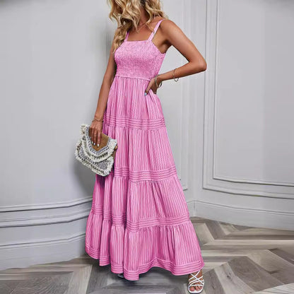 Damen Plissiertes Maxikleid Elastisch Voluminöser Rock