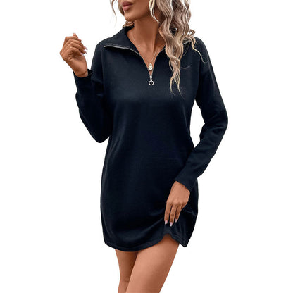 Damen Freizeitkleid Weites Schnitt Hochkragen Eveloria