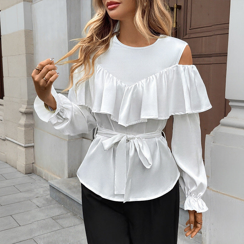 Damen Bluse RüschenDetails Tailliert Eveloria