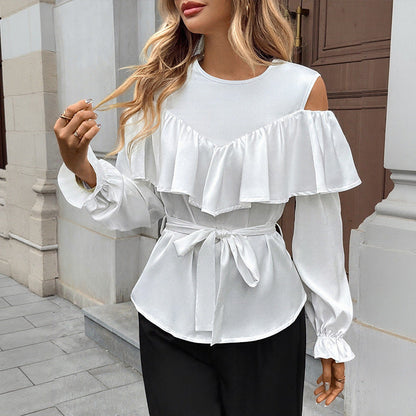 Damen Bluse RüschenDetails Tailliert Eveloria