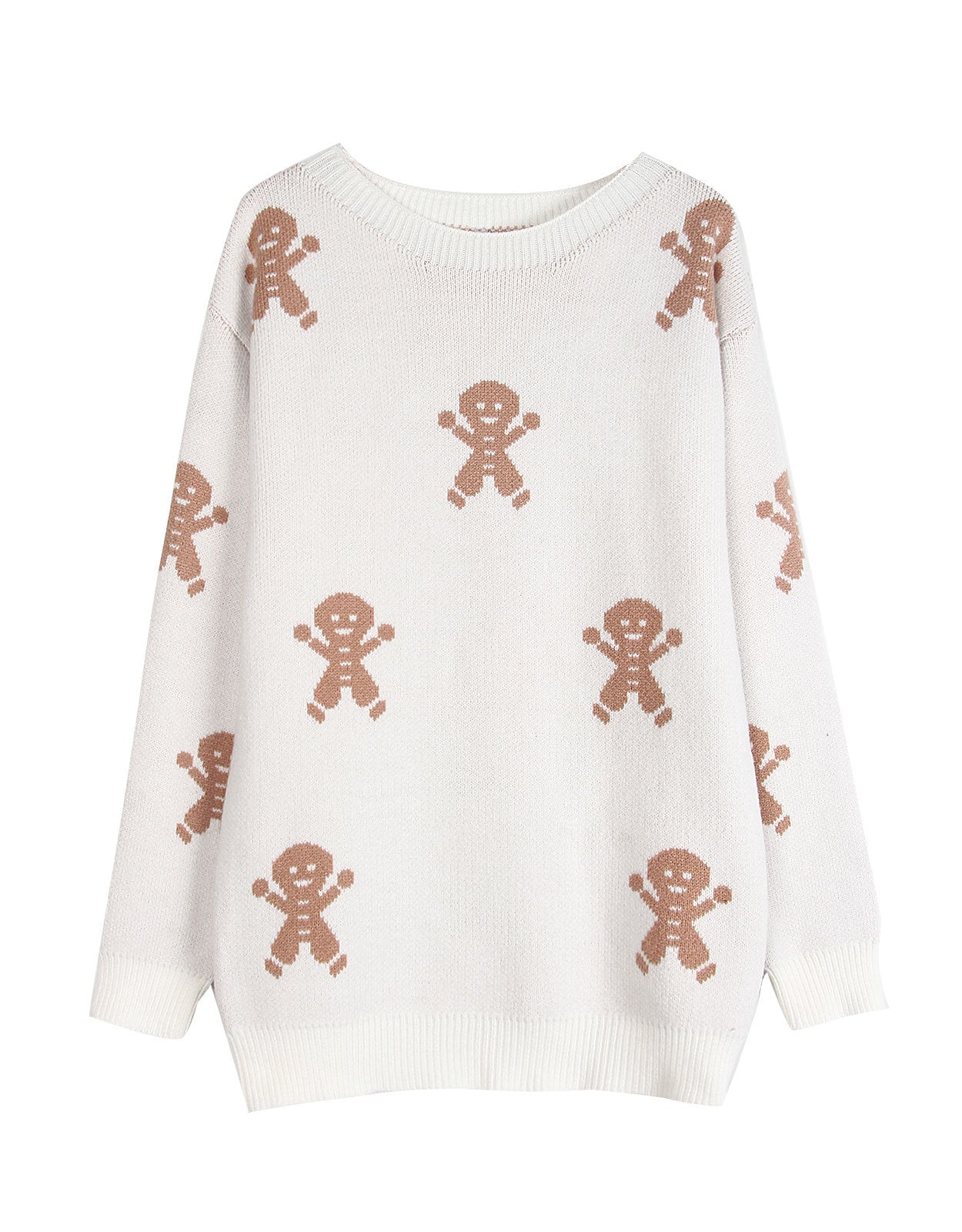 Damen Strickpullover Lebkuchenmotiv Weitschnitt Eveloria