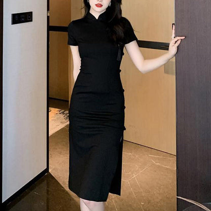 Eveloria Damen Bodycon-Kleid Kurzärmelig Hochschlitz