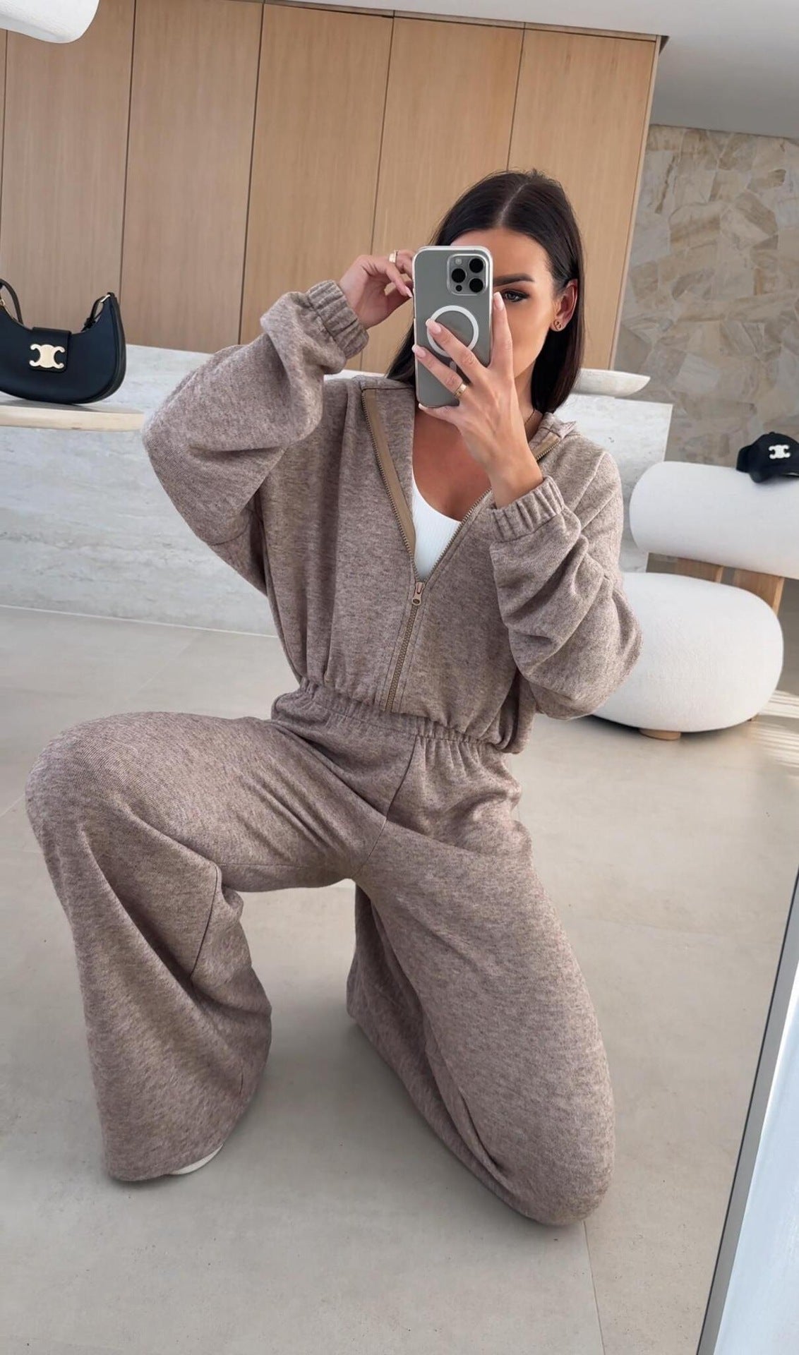 Damen Pyjama-Anzug Langbein Kapuze Eveloria
