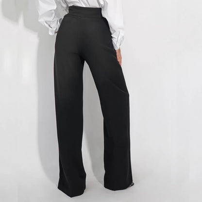 Damen Stoffhose Weites Bein Hochtaillierte Hosen Elegant