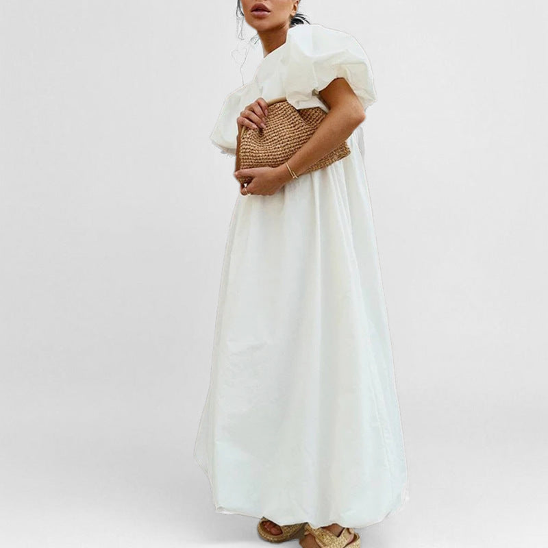 Damen Maxikleid Voluminöse Ärmel Hochtailliert Eveloria